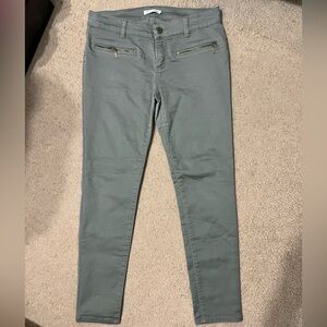 Love, Fire Olive Green Jeans With Zipper Details